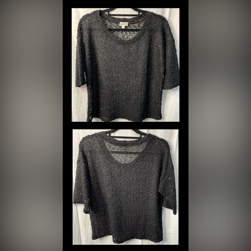 3/$20 Fiona & Purple Women's Black Knit Sweater Sequins Metallic
SS Size Large